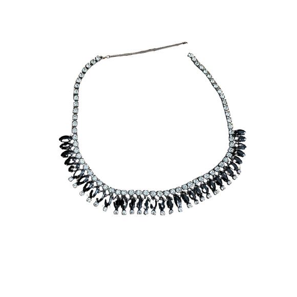 Vintage Clear and Black Glass Rhinestone Choker - Picture 2 of 6